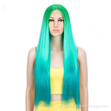 Rebecca Middle Part Ombre Long Straight Synthetic Lace Wig 30 inches High Temperature Heat Resistance Fiber Synthetic Lace Wigs